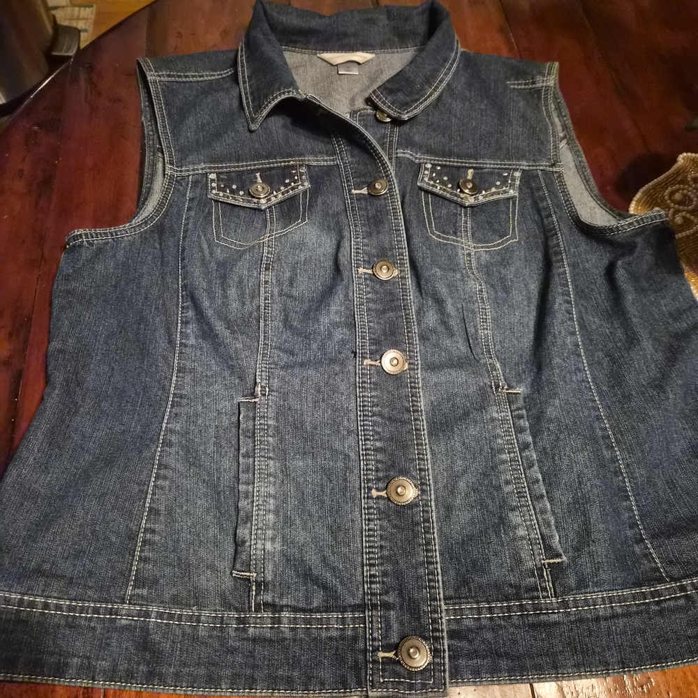 Christopher & Banks Blue Denim Vest